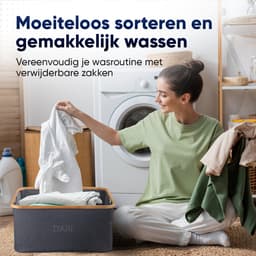 DARI. Opvouwbare Wasmand 45L – Heupwasmand – Wasmanden – Opbergmand – Wasbox – Bamboe – Grijs — thumbnail 3