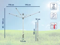 Leifheit droogmolen Linolift 500 incl. beschermhoes en bodemhuls - 50 m drooglengte - 5 wasmachineladingen — thumbnail 2