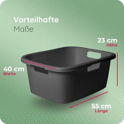 Novaliv 3-pack wasbak met 3 handgrepen 25L antraciet, wasboxset wasemmer wascontainer voor badkamerwas vuile was, wasbakken wasmand opbergmand verzamelbox — thumbnail 2