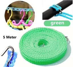 3 Meter Waslijn Met Antislip I Winddicht, Sterk en Verdikt I Voor Binnen En Buiten Drogen I PVC I Groen — thumbnail 1
