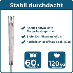Droogmolen 60 m met bodemhuls en beschermhoes - buitenwaslijn voor het hele gezin — thumbnail 3