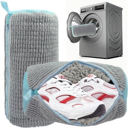 Waszakken voor schoenen, 360° schoonmaak met verborgen ritssluiting, herbruikbaar anti-vervorming, compatibel met wasmachine en droger (grijs) — thumbnail 1