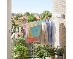 Dailygoods- Waslijn Uittrekbaar 3,75 m - Wanddroogrek - Uittrekbare Waslijn - Draagbare Waslijn - Ruimtebesparend - Tot 8 kg Belastbaar - Drooglijn
