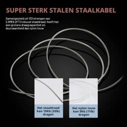 Waslijn - Wit - 2,8 m - Uittrekbare Staalkabel - Voor Binnen en Buiten — thumbnail 4