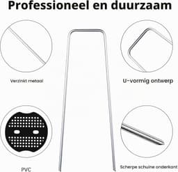 Grondankers met Bufferschijven - Zilver - 50 Stuks - Roestvrij Staal met Polypropyleen - Voor Bevestiging van Kunstgras en Tuinmembranen — thumbnail 4