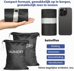 Vouwbare Waterdichte Waszakken voor Vuile Kleding, 2 Stuks met Rits, Ideaal voor Sport en Reizen — thumbnail 5