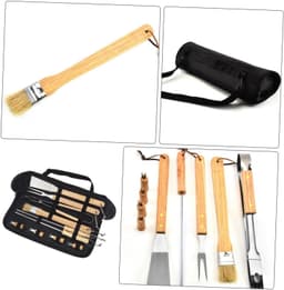1set Buiten Bbq Gereedschap Draagbare Grill Tools Met Handvat Rvs Voor Kamperen Barbecue Buitenfeesten Inclusief Opbergzak — thumbnail 4