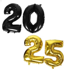 1set Grote Cijfers Ballonnen Zwart Gouden Aluminium Folie Ballonnen Voor Nieuwjaarsfeest Afstudeerfeest Decoraties Eenvoudig Te Inflateren Met Pomp of Machine — thumbnail 1
