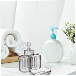 1set Badkameraccessoires Transparante Zeepdispenser Tandborstelhouder Tandbeker Zeepschotel Stijlvol Ruimtebesparend Voor Badkamergebruik — thumbnail 2