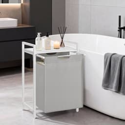 Klarven® Wasmand Wit-grijs - Compacte Wasmand - Wasmanden - Oxford-weefsel - Verstelbare Pootjes - 47 Liter Inhoud - Laundry Basket — thumbnail 4