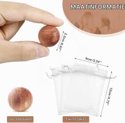 24 Stuks Natuurlijke Cederballen - Aromatische Geur, Antimuggen en Milieuvriendelijk Gebruik — thumbnail 5