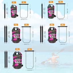 Pakzak, drijvende droogrugzak, strandtas, lichte droogzak voor strand, boottochten, vissen, kajakken, zwemmen, rafting, camping, 5 l, 10 l, 15 l, 20 l, 30 l — thumbnail 4