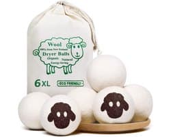 SnelShoppen - Natuurlijke Droogballen XXL van 100% Wol uit Nieuw-Zeeland - Duurzaam, Allergievriendelijk, Ideaal voor Baby's en Gevoelige Huid - Set v