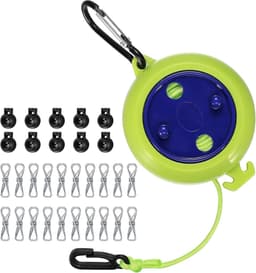 Uittrekbare waslijn, 10 meter, reiswaslijn, camping, draagbare antislip waslijn voor outdoor, reizen, camping, accessoires, met 10 vaste gespen, 20 wasknijpers — thumbnail 1