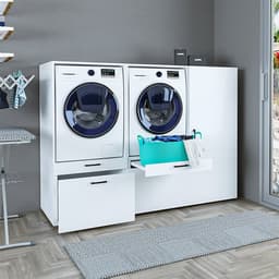 Roomart SERIE 2 Wasmachine Ombouwkast 194x145 cm - met 2 Uittrekbladen - Wit — thumbnail 4