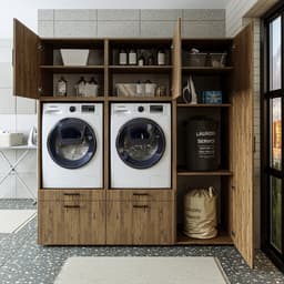 Roomart SERIE 2 Wasmachine Ombouwkast 194x205 cm - Dubbele Kast met Hoge Kast 60 - Eiken — thumbnail 5