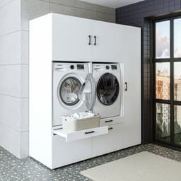 Roomart SERIE 2 Wasmachine Ombouwkast 179x205 cm - met Hoge Kast 45 - Wit — thumbnail 1