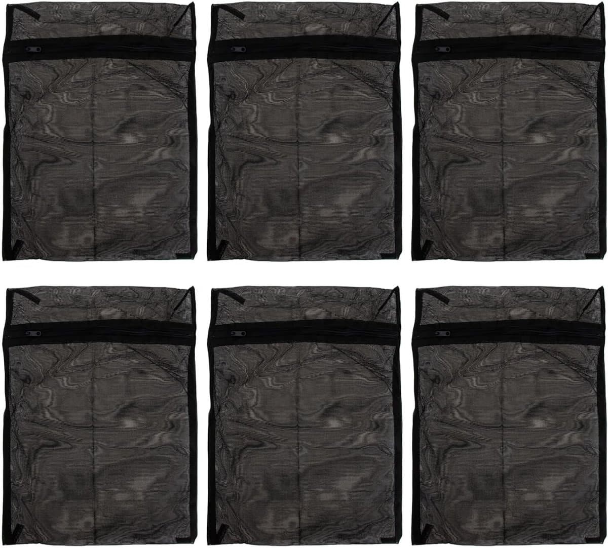 Zwarte Mesh Waszakken 30 x 40 cm voor Lingerie en Sokken - Set van 6, Geschikt voor Wasmachine en Reizen — afbeelding 1
