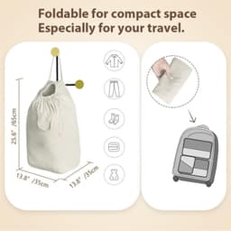 Waszakken met handgrepen, opslag voor vuile kleding, voor studentenhuis of reizen, wasmandvoering, geschikt voor de meeste wasmanden, 140 l, 2 stuks, beige en grijs — thumbnail 3