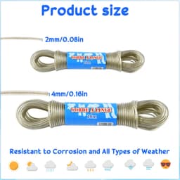 Waslijn Uittrekbaar - Waslijn met Stalen Kern - 2 mm/3 mm Dikte - 20 m Lengte - Geschikt voor Buiten - Hoge Treksterkte - Drooglijn — thumbnail 5