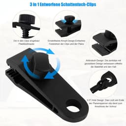 10 stuks zeilspanners van polycarbonaat, verstelbare tarpclips met antislip gekartelde bek voor dekzeilen, luifels en tenten, 8 x 3 x 2,5 cm — thumbnail 2