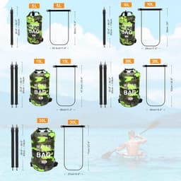 pakzak, drijvende droogrugzak, strandtas, lichte droogzak voor strand, boottochten, vissen, kajakken, zwemmen, rafting, camping, 5 l, 10 l, 15 l, 20 l, 30 l — thumbnail 4