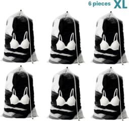 NORDIX Waszak Groot XL - 60x90CM - Waszakken - 6 Stuks - Laundry Bag - Wasnet - Waszakje - Treksysteem - Trekbandsluiting - Polyester - Schoenenzak - WHITE — thumbnail 5