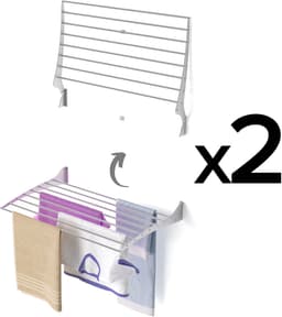 2x Foxydry Fold 82 cm wasdroogrek wandmontage clicksysteem - 82 x 50 x 10 cm — thumbnail 1
