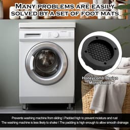 Anti Trillingsmat Wasmachine - en Wasdroger - Geluidsdempende Antislip Mat - Rubber Mat Trillingsdempers - Trillingsdempers wasmachine – Extra dik - Voetjes wasmachine & droger - Wasmachine demper – Anti trillings - vibratie - dempers pads – Antislip — thumbnail 4