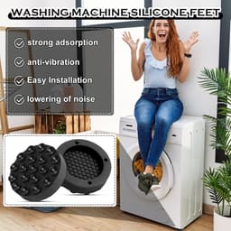 Anti Trillingsmat Wasmachine - en Wasdroger - Geluidsdempende Antislip Mat - Rubber Mat Trillingsdempers - Trillingsdempers wasmachine – Extra dik - Voetjes wasmachine & droger - Wasmachine demper – Anti trillings - vibratie - dempers pads – Antislip — thumbnail 3