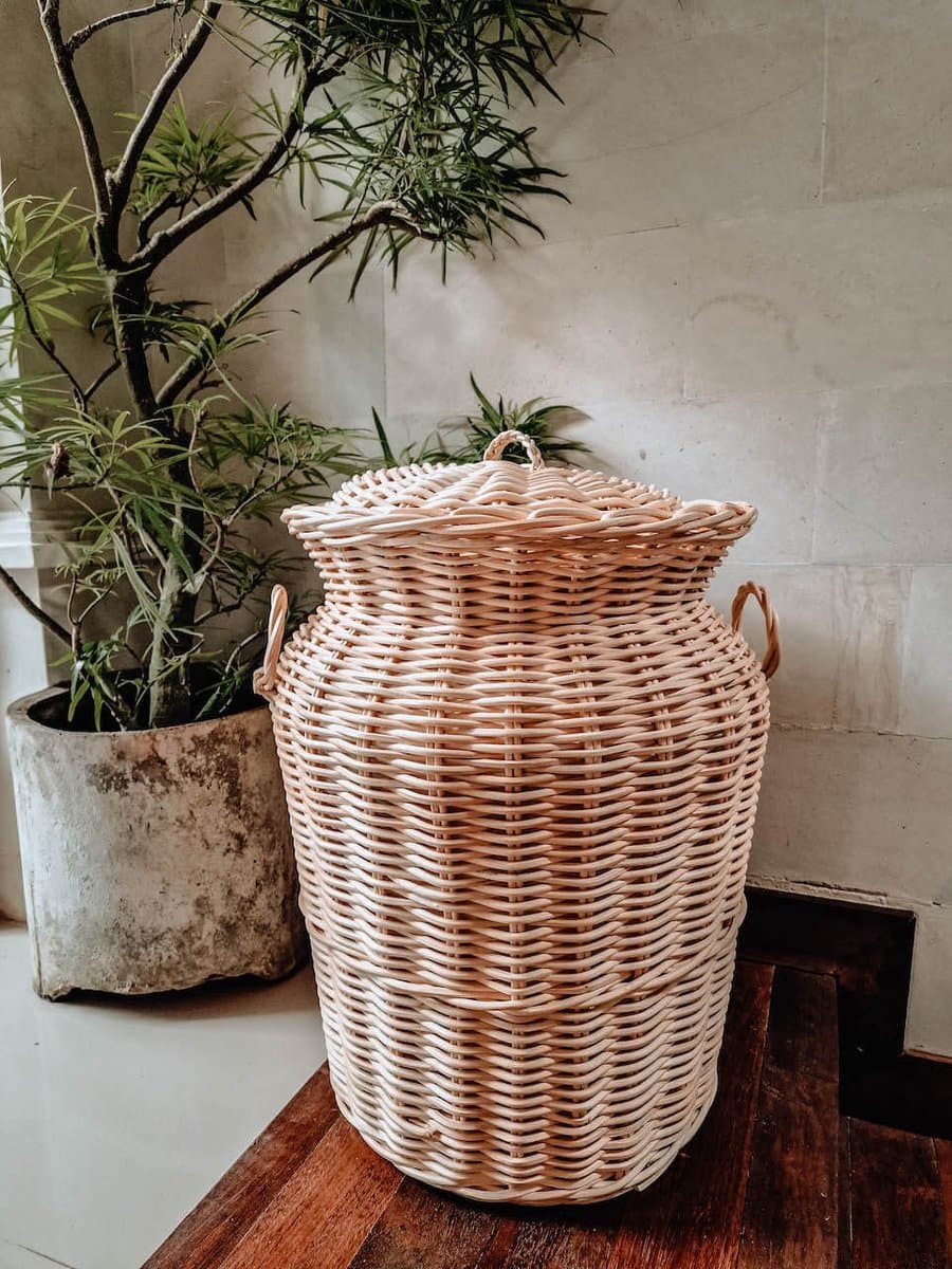 Monnarita Oriana A Serie - Rattan Mand - Handgemaakt - Inclusief Deksel - Warm Natuurlijke Kleur — afbeelding 1