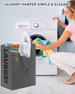 2 stuks opvouwbare wasmanden, wasmand 75 liter, smalle wasmand, klein, opbergmand, wasmanden, wasmand voor badkamer, woonkamer, 60 x 40 x 34 cm — thumbnail 2