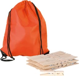 Sorbo Wasknijpers Voordeelzak - met 180x houten wasknijpers - In tasje met hengsels - oranje - was ophangen — thumbnail 1
