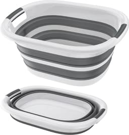 NAIZY Wasmand, opvouwbaar, 26 liter, wasverzamelaar, wasbak van kunststof met 2 handgrepen, draagbaar, inklapbaar, ruimtebesparend, bewaardoos voor kleding, speelgoed en camping — thumbnail 1