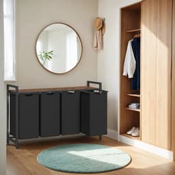 MIRA Home - Wasmand - 4-vaks wasmand - Zwart - 13x116x72cm — thumbnail 3