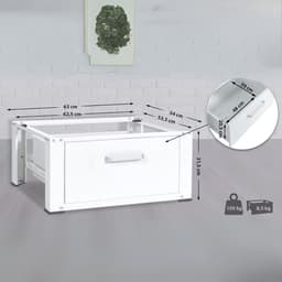 Thuys – Wasmachine Verhoger – Met Lade – Sokkel Met Laadcapaciteit tot 150 KG – Kast – Ombouw – Wasmachineverhoger – 63 x 31.5 x 54 cm – Wit — thumbnail 4