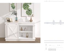 vidaXL - Ophangset - voor - minischuifdeur - 152 - cm - koolstofstaal - wit