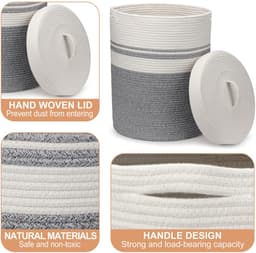 Unyqoos® Opvouwbare Grote Wasmand met Deksel en Handvatten voor Veelzijdig Gebruik in Huis — thumbnail 3