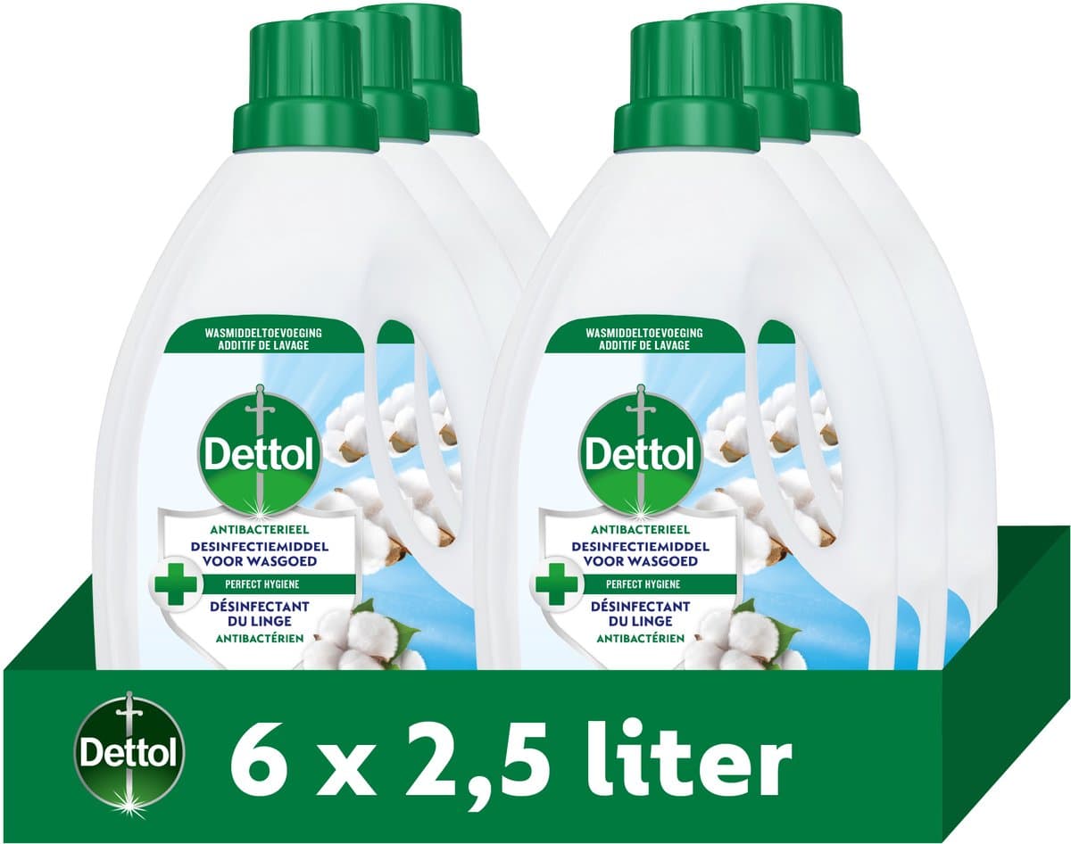 Dettol Antibacterieel Desinfectiemiddel voor wasgoed Fris - 6 x 2,5L - Wastoevoeging - Voordeelverpakking — afbeelding 1