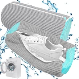 2 stuks schoenen waszak, sneakers, schoenen voor wasmachine, 39 x 19 cm, schoenwaszak, herbruikbare waszak, met ritssluiting, schoenen waszak, netschoenen waszak voor sneakers (grijs) — thumbnail 1