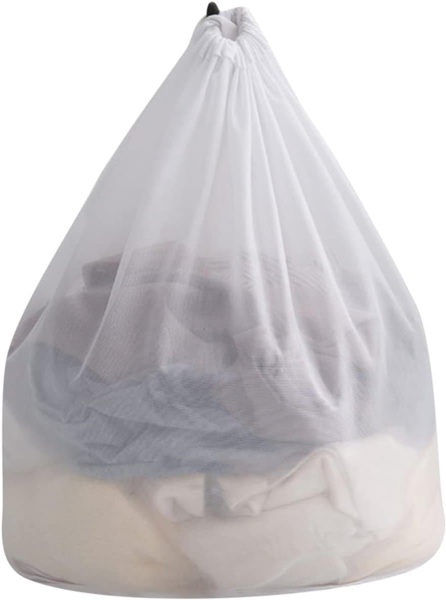 2 stuks waszakken, waszak met trekkoord, fijnmazige zak, speciale waszak met trekkoord, verdikte, vormvaste waszak met trekkoord, waszak van netstof, 40*50cm geschikt voor het wassen van blouses/korte mouwen/badlakens (wit) — afbeelding 1
