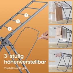Opvouwbaar 2-Lagen Wasdroogrek - Ruimtebesparend Metalen Kledinghanger voor Kleine Kleding & Handdoeken, Vrijstaand Compact Ontwerp (44.45cm x 101.6cm x 53.34cm) — thumbnail 5