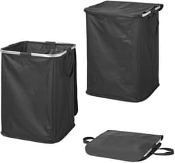 ProPlus Opvouwbare Wasmand met Deksel - 45 x 45 x 60 cm - Klittenband voor Bevestiging Frame - Waszak - Zwart — thumbnail 4