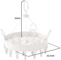 Ronde Drooghanger - Kleine Wasrek - Kleding Drogen - Verstelbare Clips - 34 cm Breed - Wit — thumbnail 3