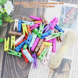 100 Stuks Kleine Houten Knijpers Multicolor voor Foto's, Kaarten en Decoratie — thumbnail 5