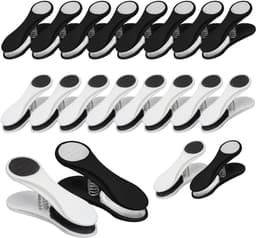 Wasknijpers Pack van 20 - Soft Grip Wasknijpers voor Waslijn, Kledingclips in Klein Formaat, Zwart en Wit Combi — thumbnail 1