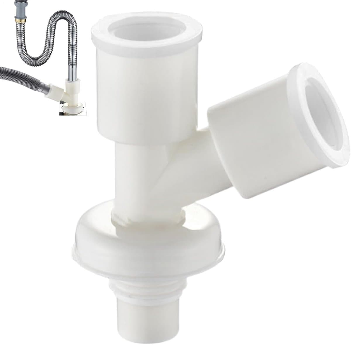 Afvalwaterslangconnector Wasmachine - Afvoerslang Verbindingsstuk - Lekkages Voorkomen - Snelle Montage - 17x15 cm - Wit — afbeelding 1