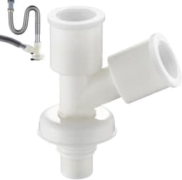 Afvalwaterslangconnector Wasmachine - Afvoerslang Verbindingsstuk - Lekkages Voorkomen - Snelle Montage - 17x15 cm - Wit — thumbnail 1