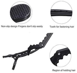 Kunststof Haarspelden Eend Tanden Krokodil Clips - Anti-Slip Styling Haarclips voor Kappers - 20 Stuks Zwart — thumbnail 5