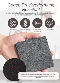 OIMG 4 stuks anti-trillingsmatten - Geluidsisolatiepads voor wasmachinesokkel - vloerbeschermingsmat - rubberen mat - anti-trillingsmat - geluidsisolatiemat - voor wasmachine, droger en fitnessapparatuur - 9 x 9 x 2 cm — thumbnail 3